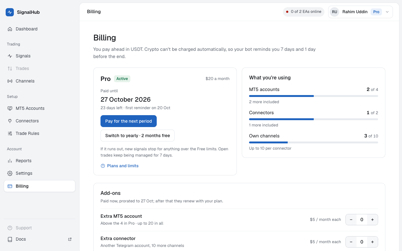 Billing on Pro